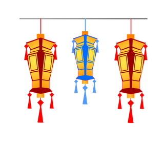 卡通手绘灯笼中秋节元宵节花灯新年海报元素PNG免扣PS素材