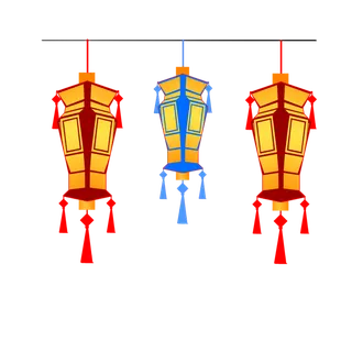 卡通手绘灯笼中秋节元宵节花灯新年海报元素PNG免扣PS素材