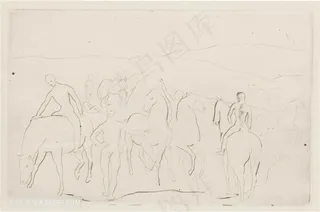 毕加索线描骑马装饰画