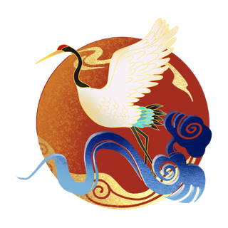 国潮仙鹤插画免扣素材设计素材