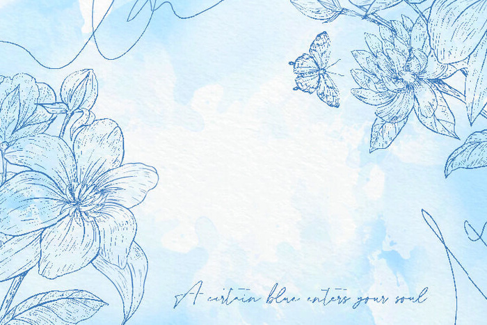 水彩手绘浅蓝色花卉背景