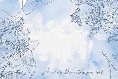 水彩手绘浅蓝色花卉背景