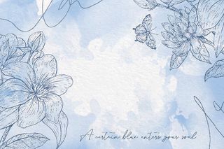 水彩手绘浅蓝色花卉背景