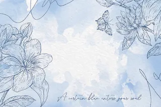 水彩手绘浅蓝色花卉背景