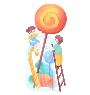 男孩女孩棒棒糖素材卡通