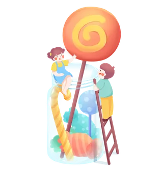 男孩女孩棒棒糖素材卡通