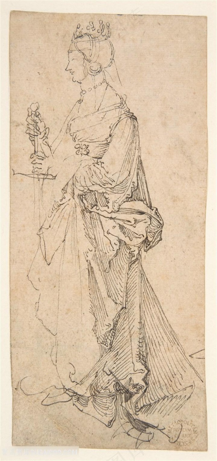 高清丢勒手绘女性插画