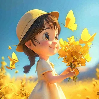 秋天秋叶飘落黄衣少女在欣赏美景，秋分