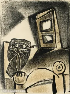毕加索手绘猫头鹰室内装饰画 毕加索手绘猫头鹰室内装饰画