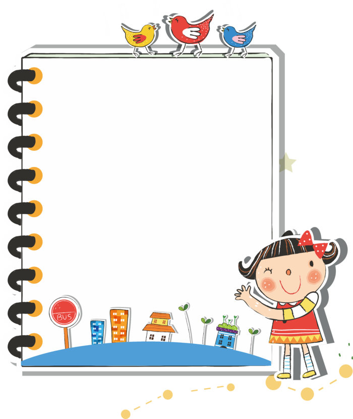 书页画框小女孩卡通素材透明免扣