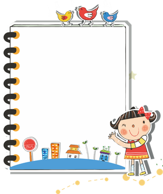 书页画框小女孩卡通素材透明免扣