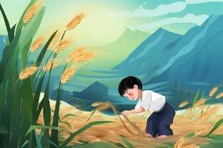 小麦国潮清新节气背景