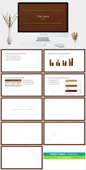 橘色橙色简洁PPT模板预览图