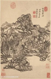 清代王原祁山水图册巨峰春林国画图片 清代王原祁山水图册巨峰春林国画图片