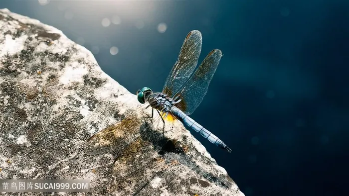 蜻蜓石头风景画背景