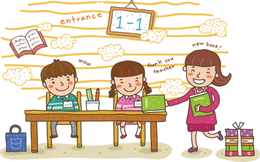 上课  学生 卡通 人物