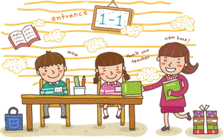 上课  学生 卡通 人物