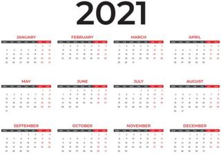 2021 年日历 PNG免抠