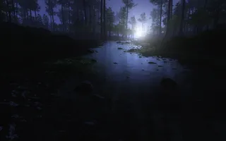 山间 绿色 河水 水面 