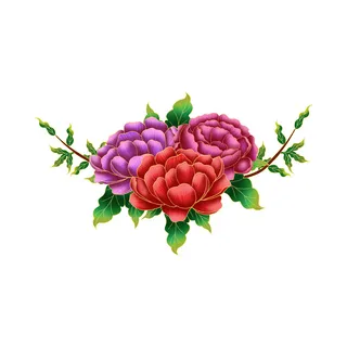 手绘国潮中国风古典牡丹花国花花卉装饰图案PSD设计素材 手绘国潮中国风古典牡丹花国花花卉装饰图案PSD设计素材