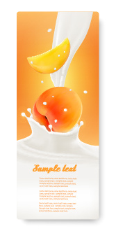 水蜜桃水果牛奶不干胶标签瓶贴纸