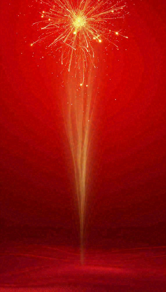 中国红喜庆烟花丝绸丝带，节日背景(832x1456)