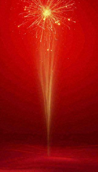 中国红喜庆烟花丝绸丝带，节日背景