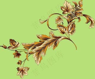 绿色背景中的花卉设计