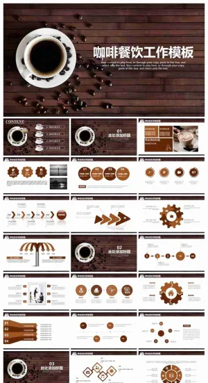 咖啡餐饮工作计划总结汇报动态通用PPT模板
