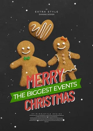 圣诞节圣诞树圣诞老人闪亮装饰电商促销折扣海报