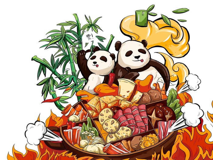 国潮风火锅插画5