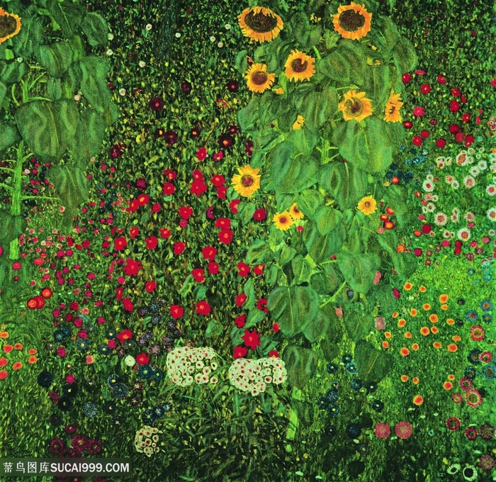克里姆特油画唯美花卉向日葵装饰画