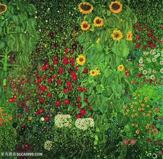 克里姆特油画唯美花卉向日葵装饰画 克里姆特油画唯美花卉向日葵装饰画