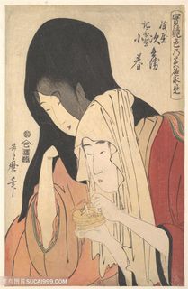 喜多川歌磨日系妇女插画