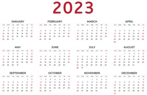 2023 年日历 PNG免抠(600x387)