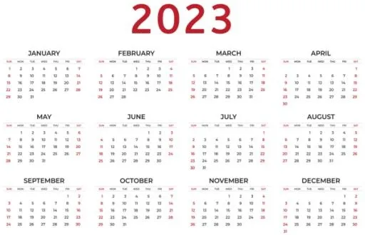 2023 年日历 PNG免抠(600x387)