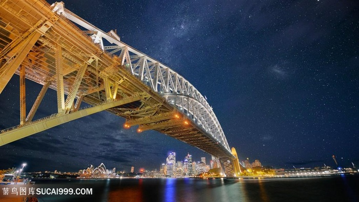 天桥海景建筑风景画壁纸