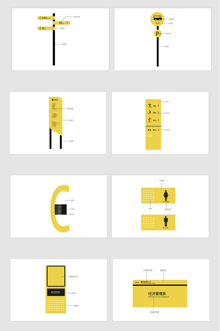 简约黄色学校校园导视牌设计ai矢量模版下载