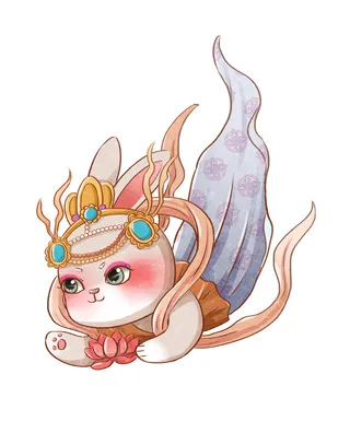 天仙莲花兔子 莲花兔子 兔子 兔年兔子 兔年元素
