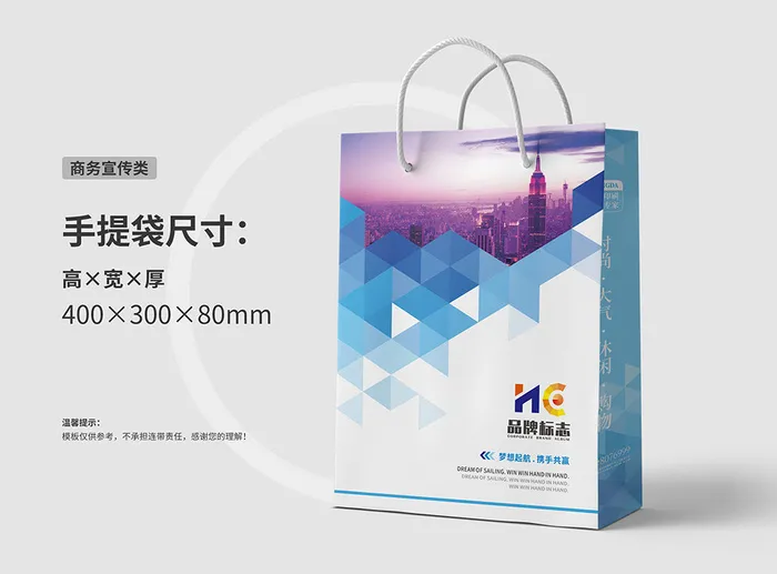 商务宣传手提袋包装盒3cdr矢量模版下载