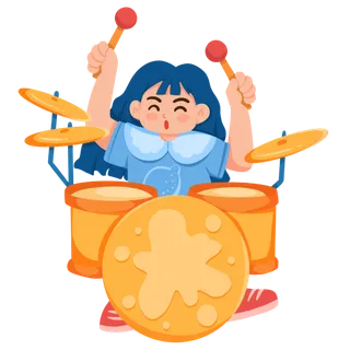 卡通手绘酷拽可爱玩乐器人物乐器培训