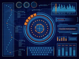 科幻未来科技操作仪表盘HUD元素图游戏UI图标界面边框矢量AI素材