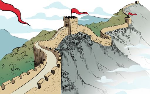 中国风长城插画素材背景