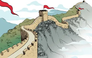 中国风长城插画素材背景