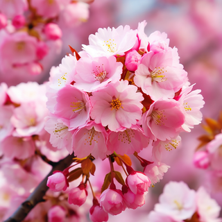 粉色樱花细节特写摄影图