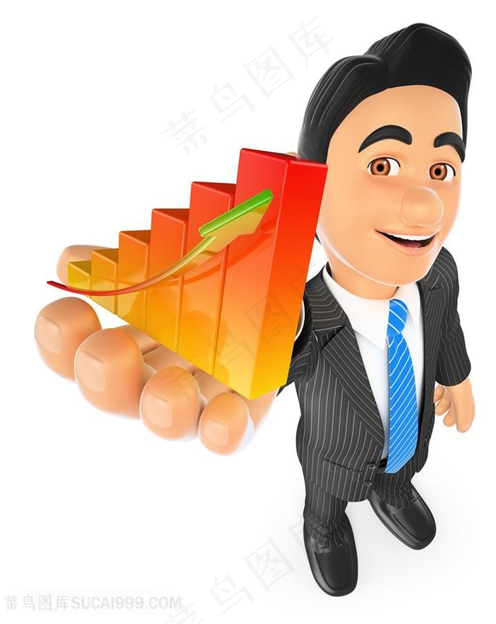 拿着柱状图的商务人士高清图片