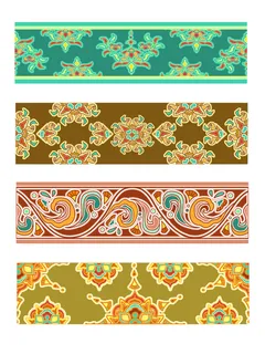 复古中式国潮风敦煌花纹装饰图案花卉藻井肌理圆形边框PSD素材