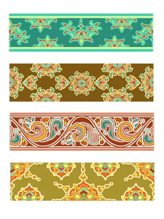 复古中式国潮风敦煌花纹装饰图案花卉藻井肌理圆形边框PSD素材