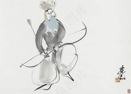 林风眠水彩胡须射箭装饰画 林风眠水彩胡须射箭装饰画