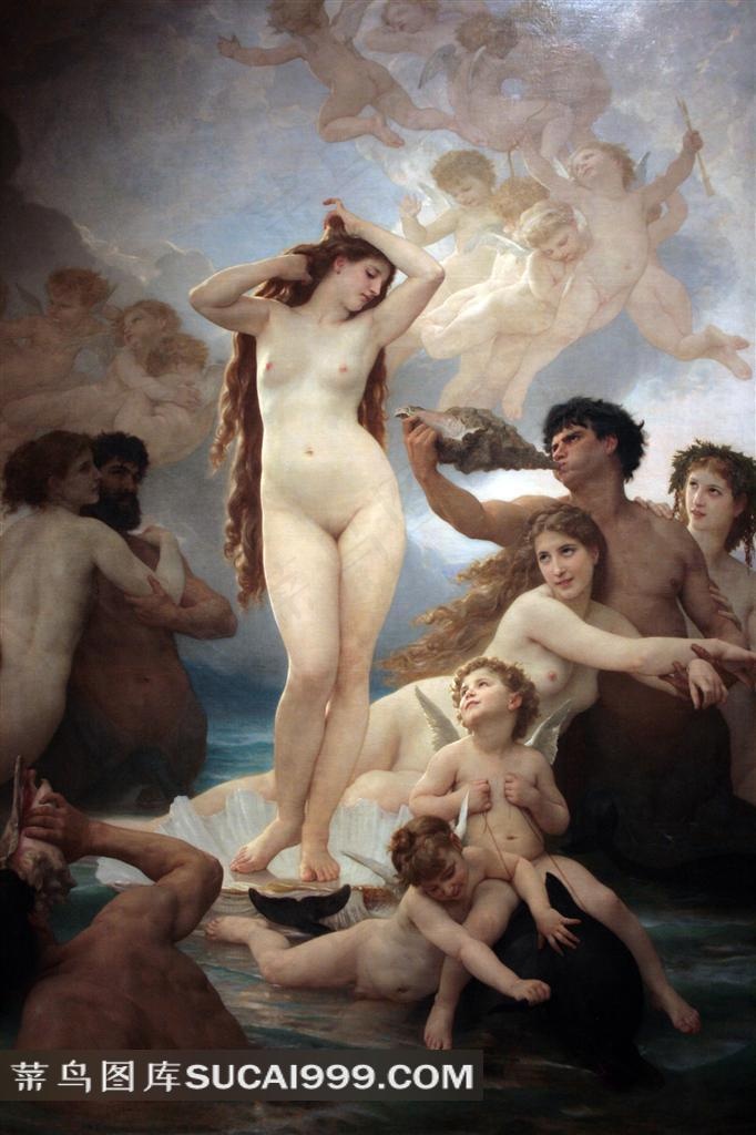 裸体男女和天使油画图片